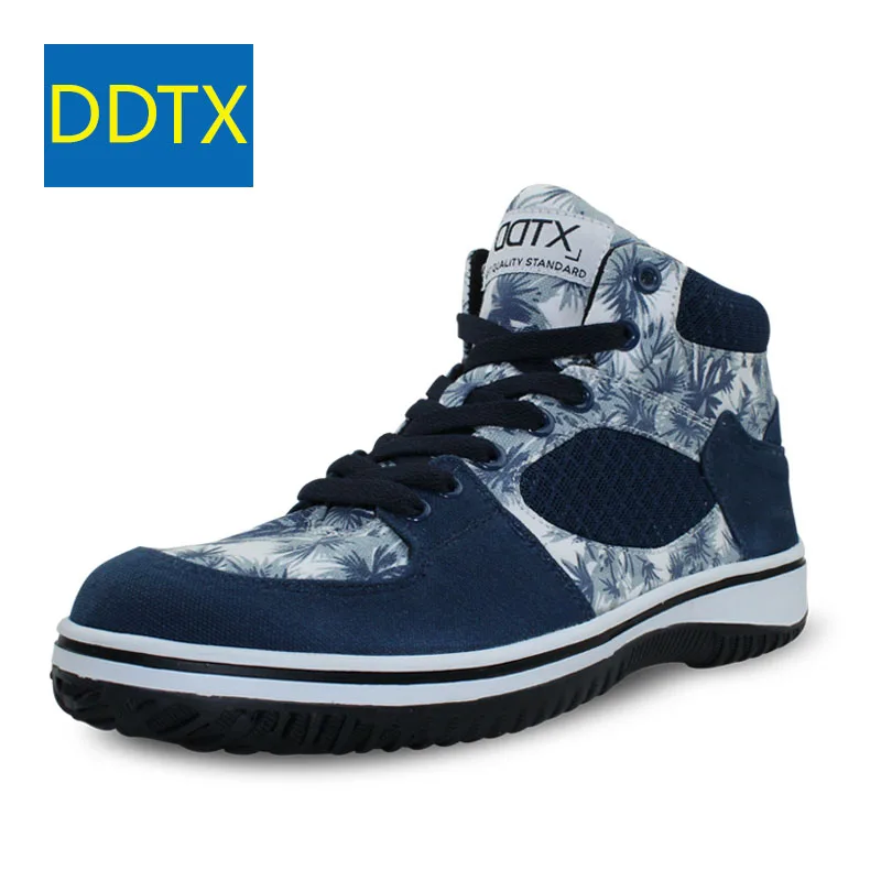 

DDTX Safety Boots Men Shoes Steel Toe Cap Canvas Army Boots High Lightweight Breathable Wide Fit Nonslip Male Work Shoes Blue