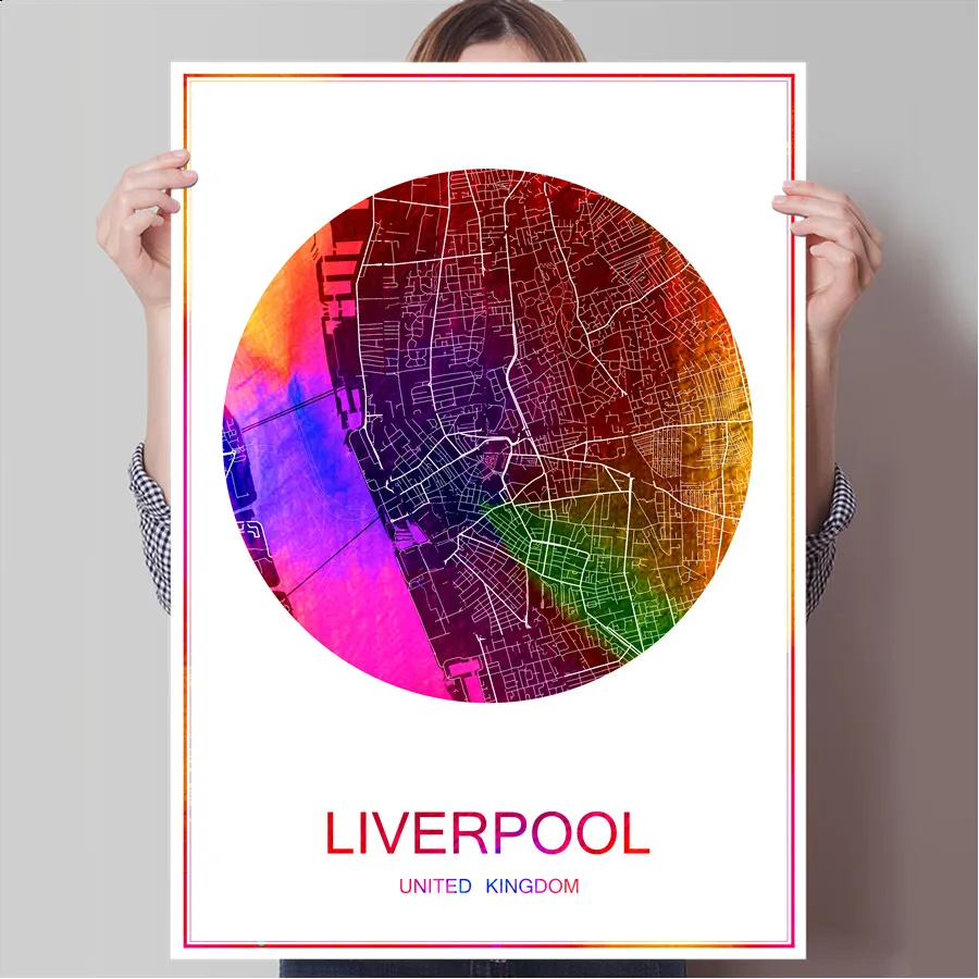 Абстрактный карта всемирно известных городов печать плаката на Бумага или холст