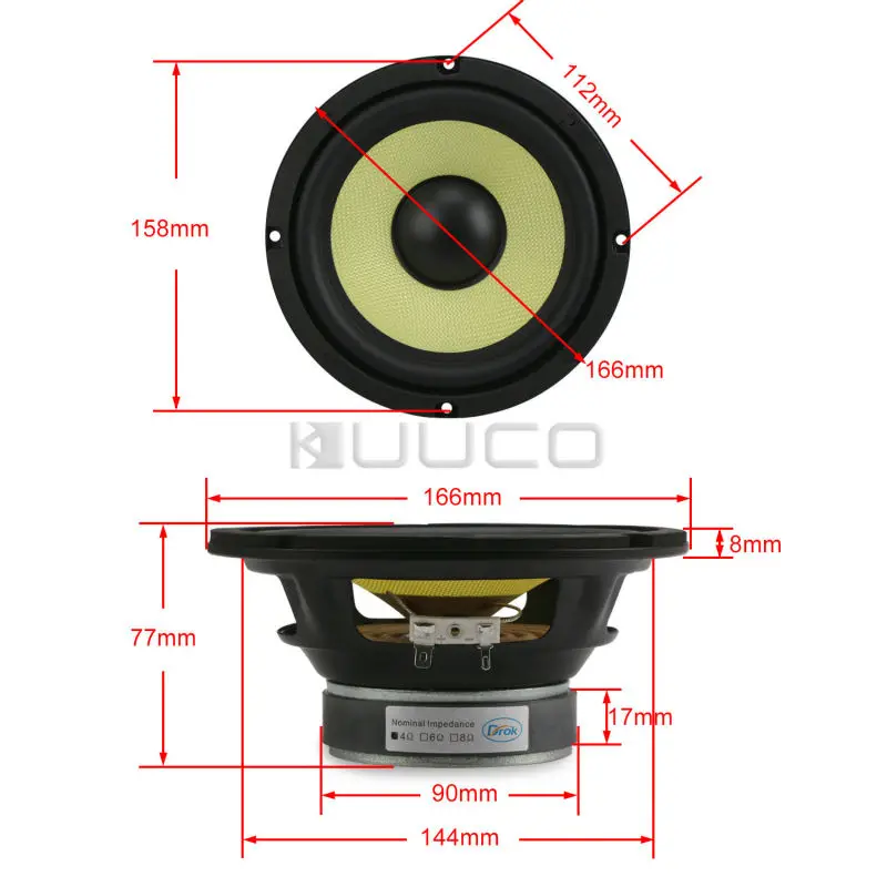 5 дюймовый Hi Fi стерео низкочастотный динамик громкий 4 Ом средний бас 35 Вт