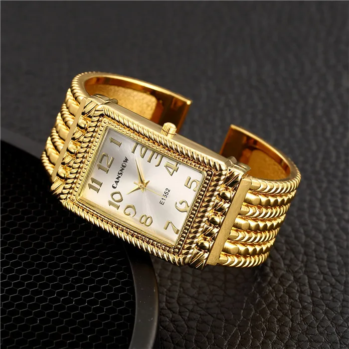 Gold White Дизайн женские часы Роскошные модные часы с браслетом из розового золота Женские прямоугольное платье часы Zegarek Damski - Цвет: Gold White