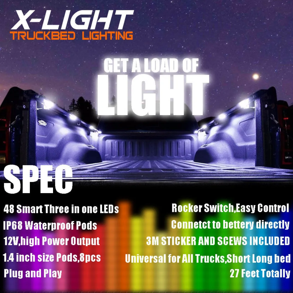 8 шт. белый грузовик кровать LED освещение комплект для Ford Chevy Dodge GMC пикап|kit kits|kit ledkit