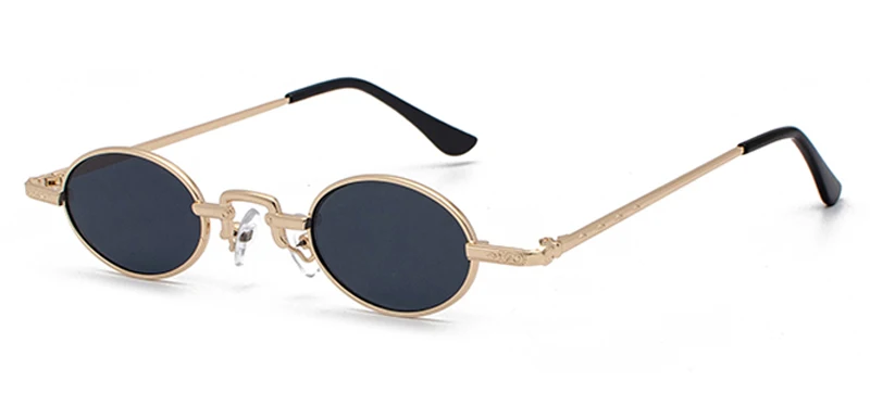 gold with black Peekaboo, маленькие круглые солнцезащитные очки для женщин, Ретро стиль, золотая металлическая оправа, Винтажные Солнцезащитные очки для мужчин, унисекс, красные, черные, УФ 400 - Цвет линз: gold with black