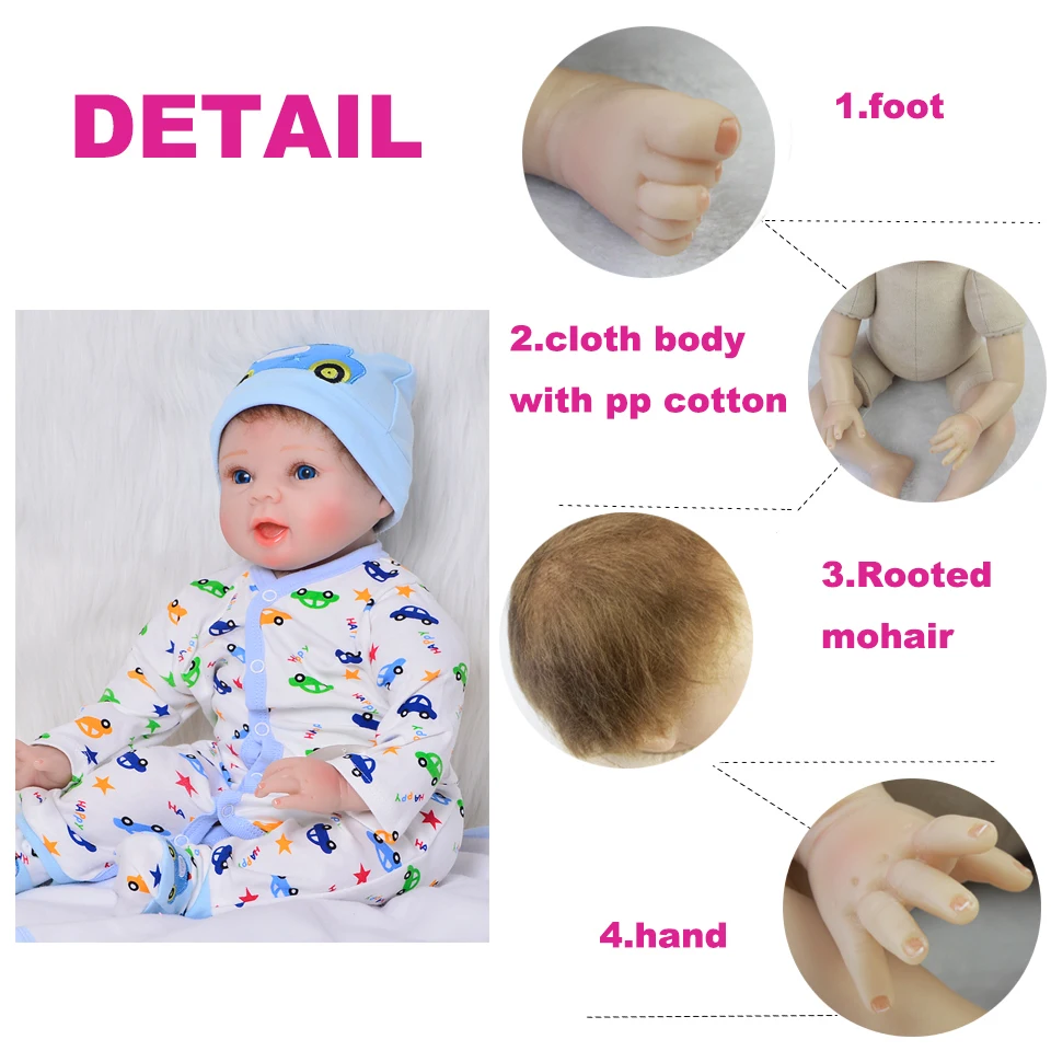 Кукла-младенец из мягкого силикона и винила размер 55 см