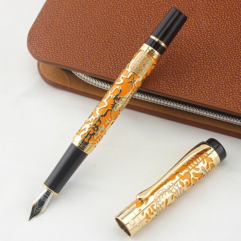 

JINHAO 5000 Golden 0.5 mm Nib Fountain Pen Dragon Embossed school office stationery writing Ink pen