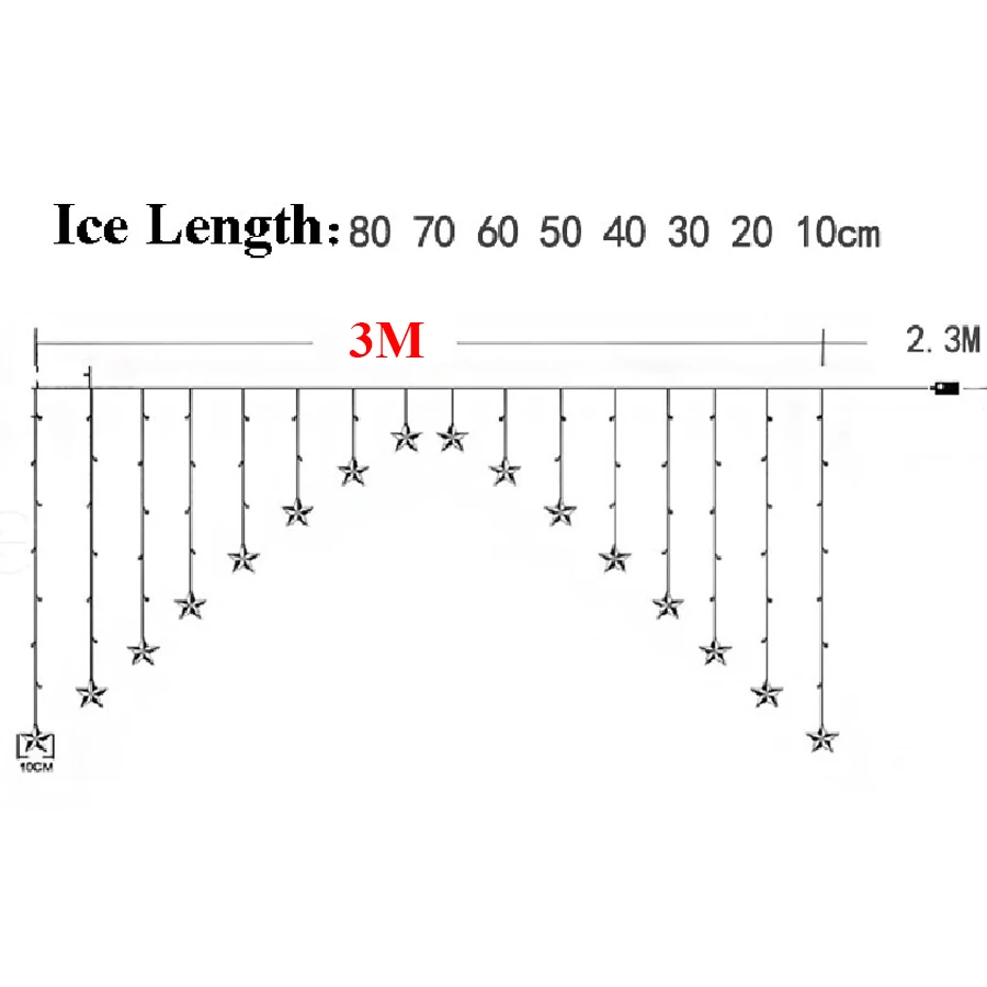 

Thrisdar 3M 138LED Romantic Fairy Star LED Curtain String Light Holiday Wedding Party Cafe Bar Store Window Icicle Light Garland