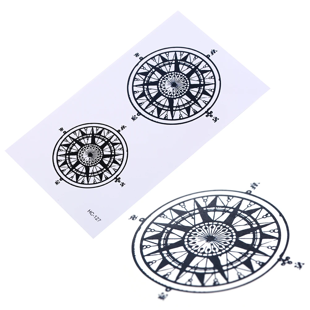 Водостойкая Временная тату наклейка Черный Батлер символ контракта компас