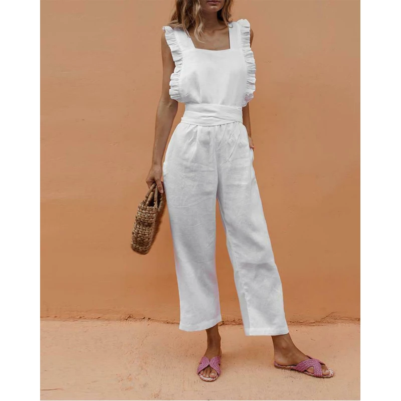 Women's Sleeveless Ruffle Jumpsuit Romper Wide Leg Playsuit Long Pants | Женская одежда