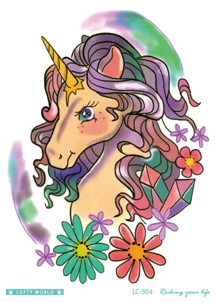 

Rocooart LC504 цветная Временная тату-наклейка с героями мультфильмов Единорог Лошадь тату наклейка поддельные татуировки тату для женщин мужчин и детей