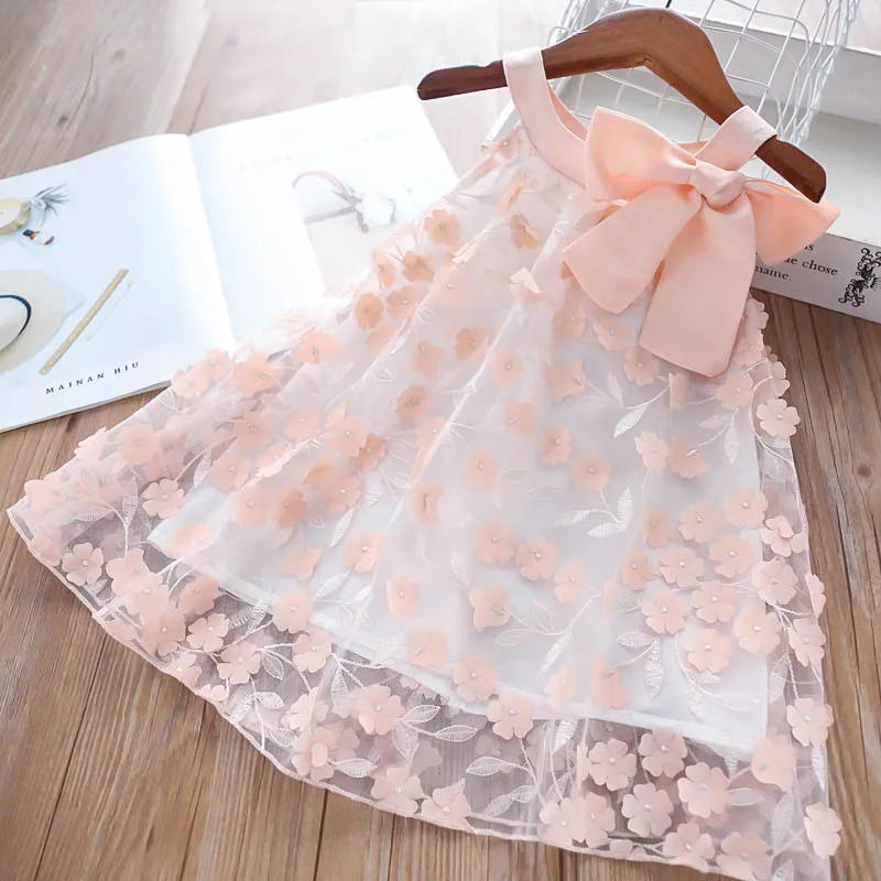 Girl Big Bow Knot Three-dimensional Petals Dress Children's Waistcoat Frocks Wholesale | Детская одежда и обувь