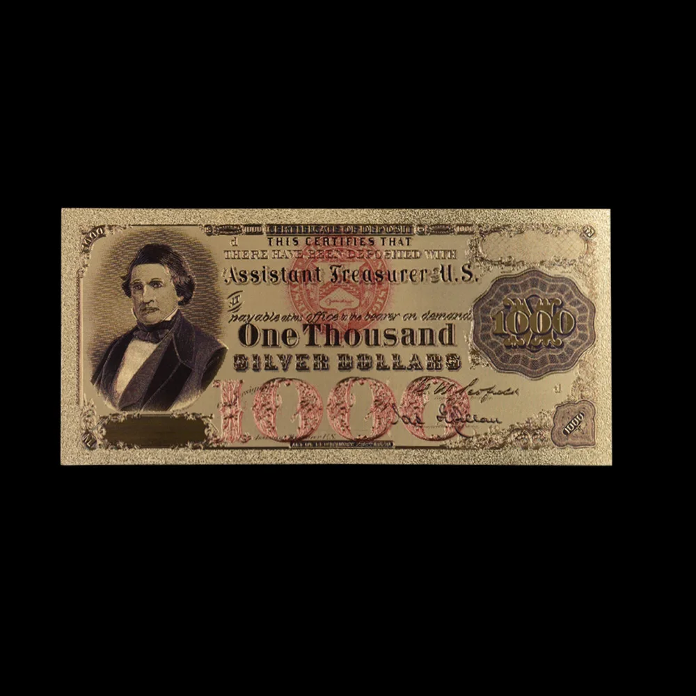 Красочная Золотая фольга 1000 долларов банкнота 1878 года американская золотая в