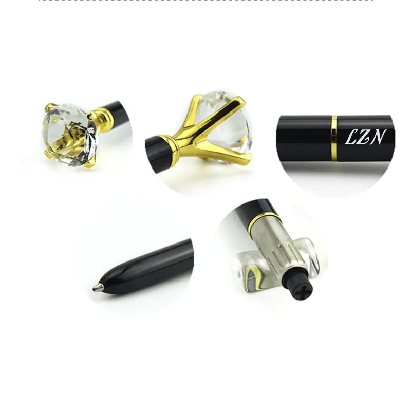 LZN 100 шт. в партии шариковые ручки с большим драгоценным камнем и крупными