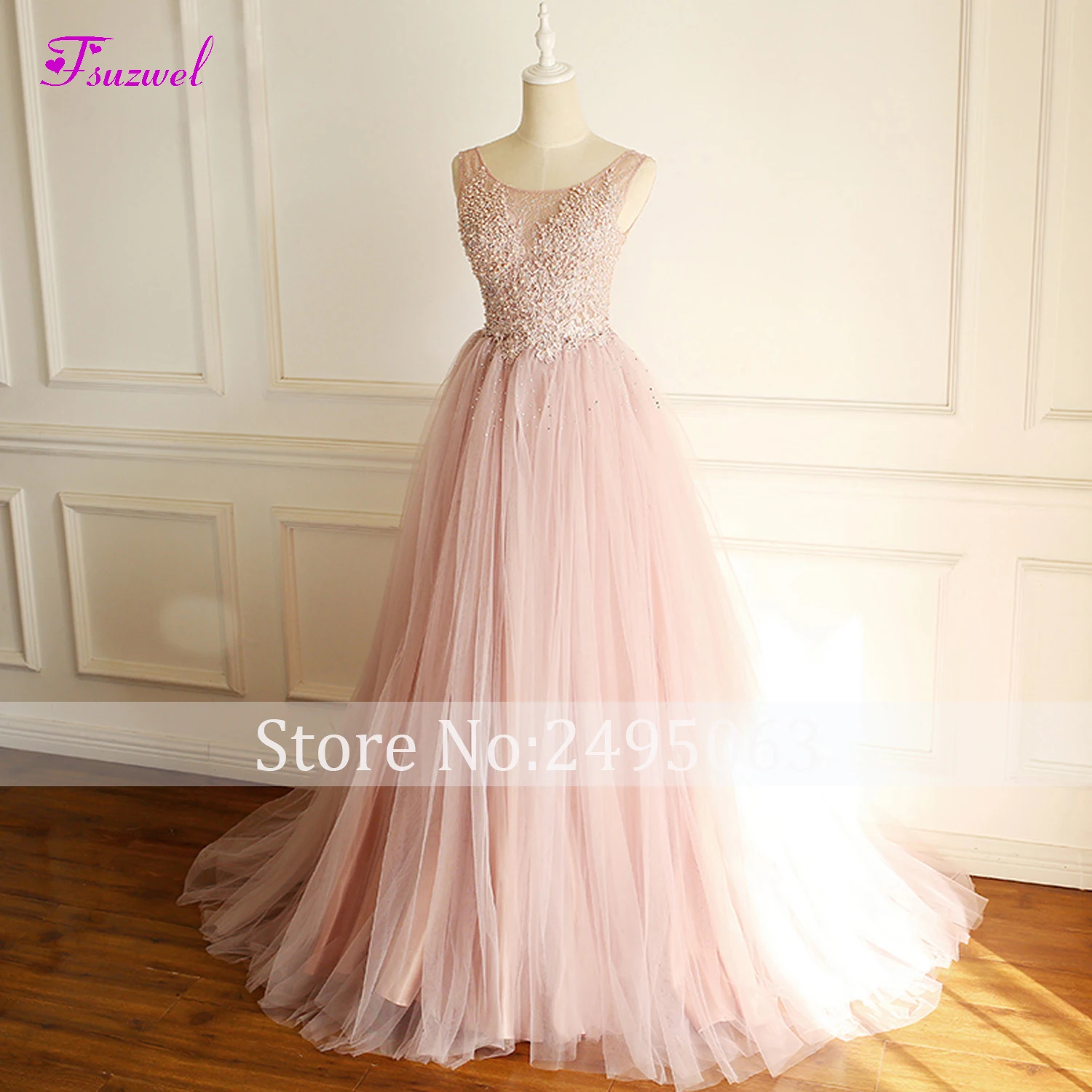 Fsuzwel Designer Scoop Neck Lace Appliques Bohemian Wedding Dress 2019 Luxury Beaded Pearls A-Line Gown Vestido de Noiva | Свадьбы и