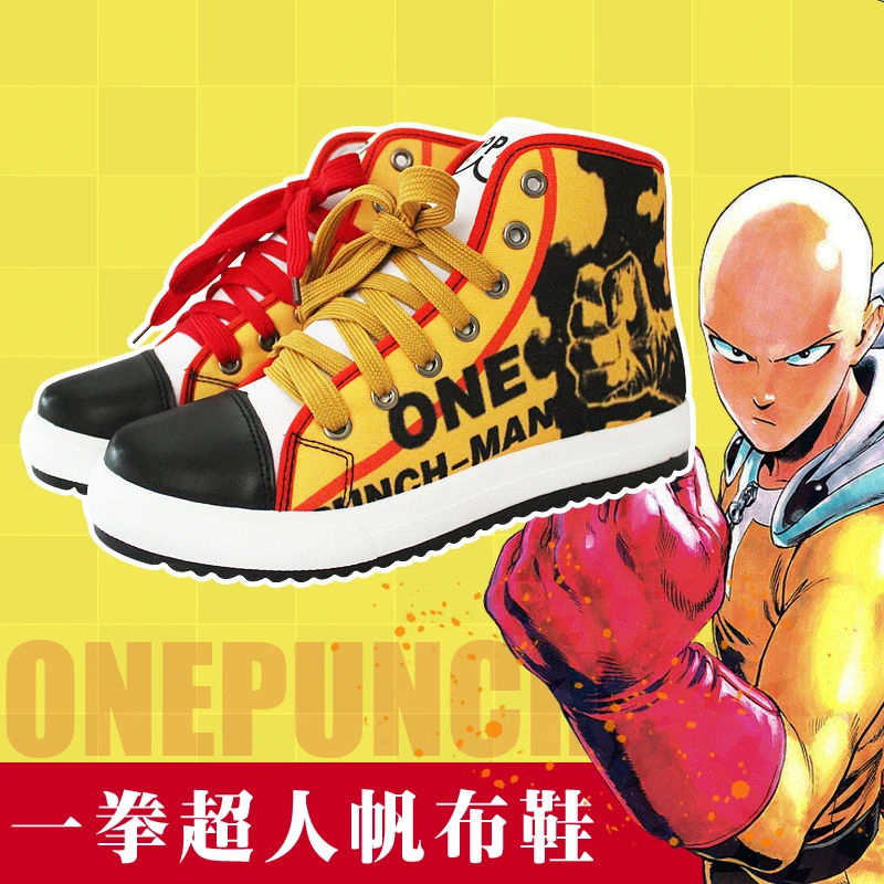 Мужская обувь для косплея Сайтама ONE PUNCH-MAN желтая повседневная с высоким берцем