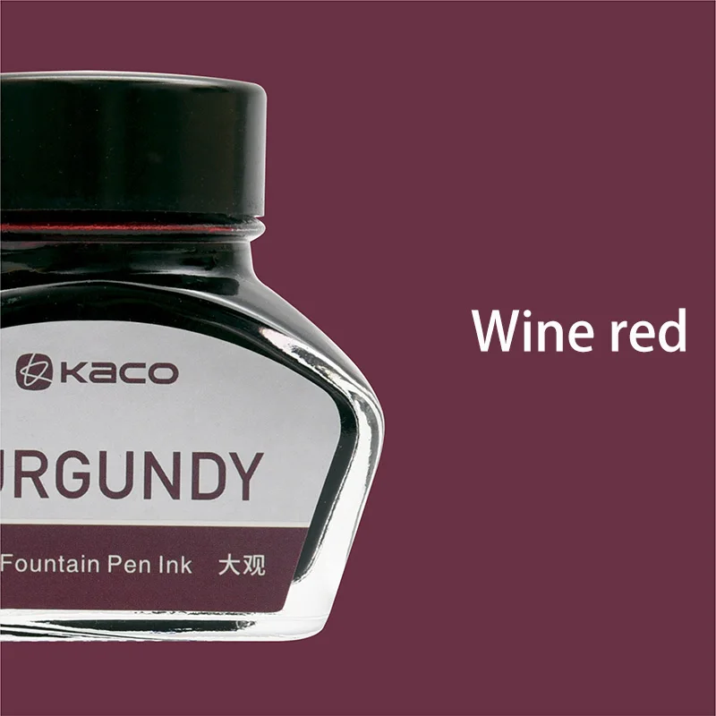 wine red 1 шт. Kaco 30 мл цвет чернил черный синий красный зеленый коричневый 9 цветов на выбор авторучка стеклянная бутылка чернила школьные офисные принадлежности - Цвет: wine red