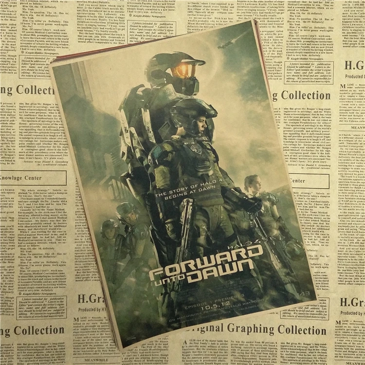 Винтажный основной плакат из крафт-бумаги HALO 4 5 guardions печатные видеоигры картинки