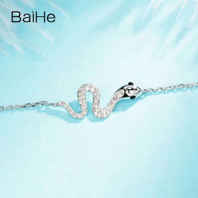 BAIHE Твердые 18 К желтого золота 0.22ct сертифицированные H/SI 100% натуральные