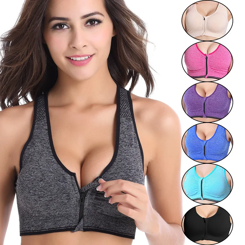 Front zipper sports bra Professional breathable rimless vest underwear female | Спорт и развлечения