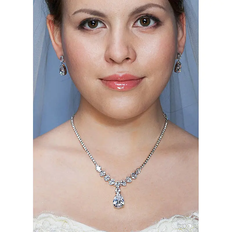 Для подружки невесты на свадьбе вечерние качество 7 карат ожерелье серьги