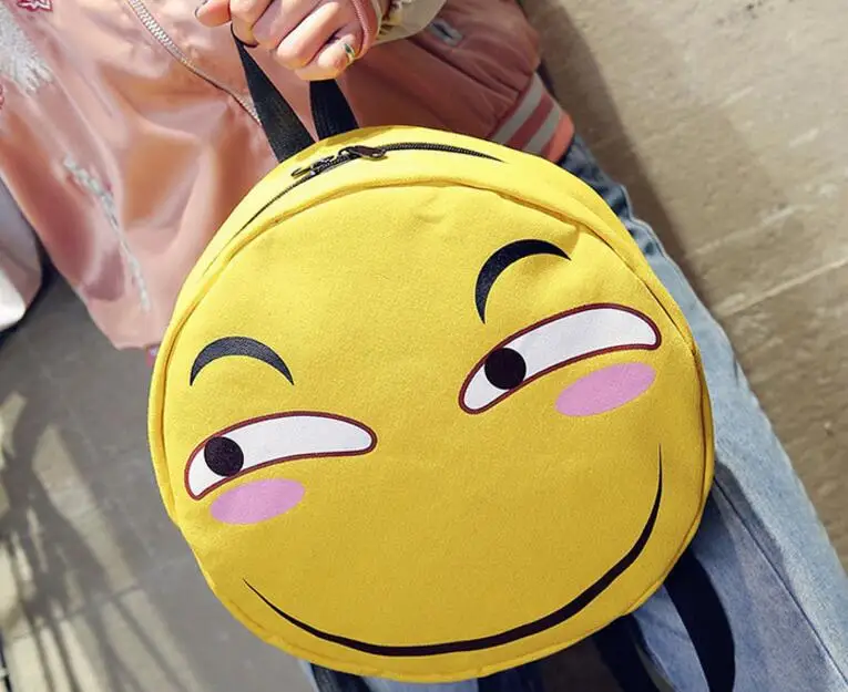 Модный холщовый рюкзак с принтом смайликов школьные ранцы для девочек