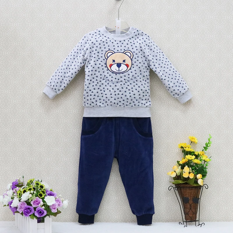 Little Q Velour Sports Children's Clothes set Baby Causal Long Sleeve Blouse+Long Pants 2pcs/set Clothing sets Kids Sleepwear | Детская