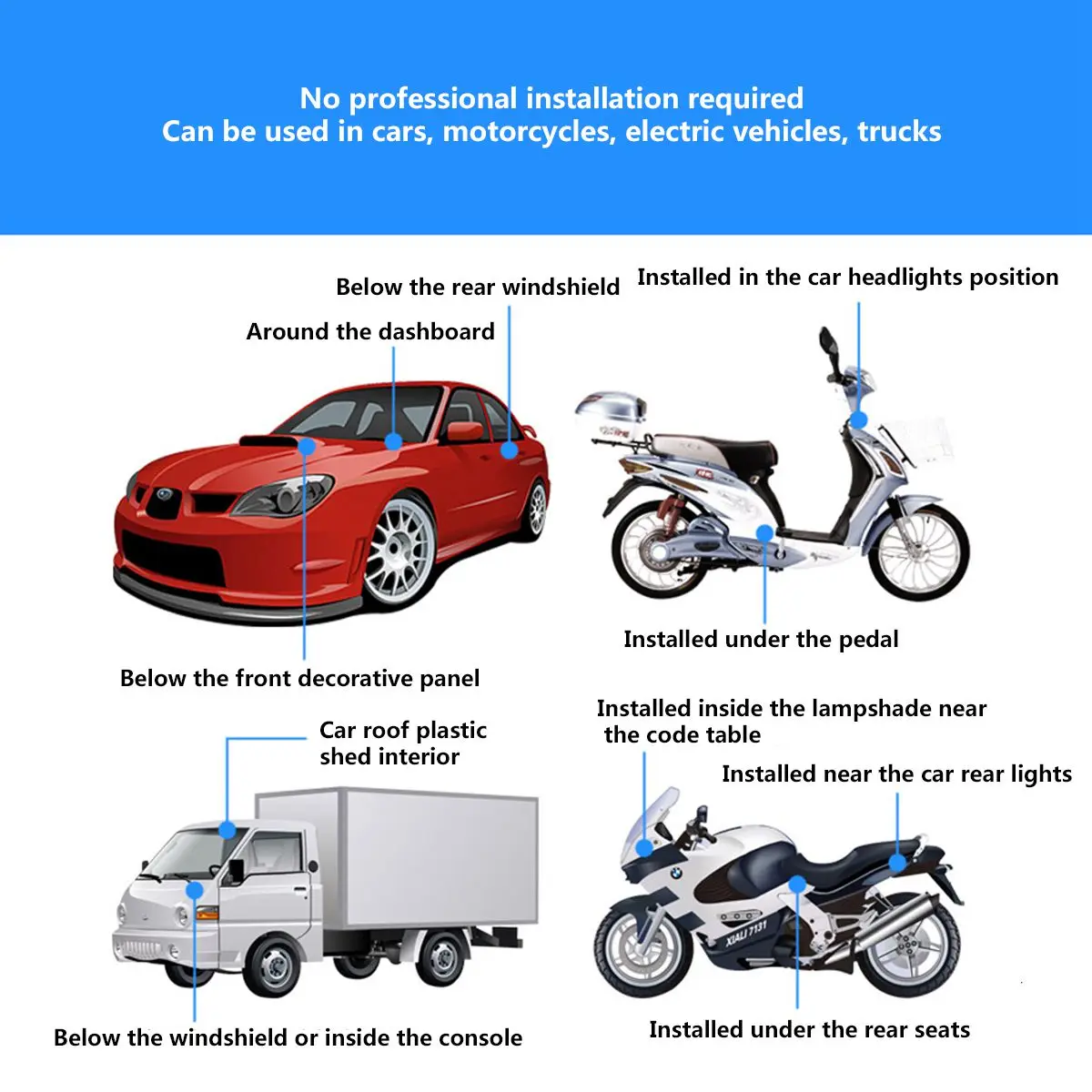 Car Electric Bicycle Motorcycle GPS Tracker GSM Locator Remote Control With Real Time Monitoring System APPS |