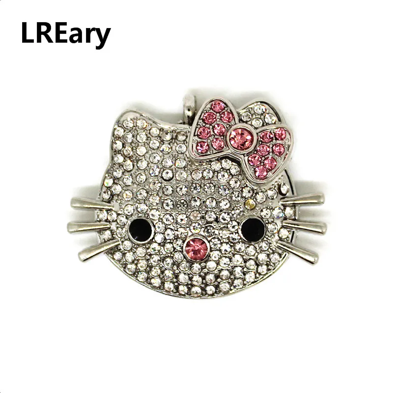Серебристый Флеш-диск USB 2,0 Кристалл hello kitty U диск 4 ГБ 8 ГБ 16 ГБ 32 ГБ 64 ГБ кошка Флешка креативные ювелирные изделия Флешка карта памяти подарок - Цвет: Серебристый
