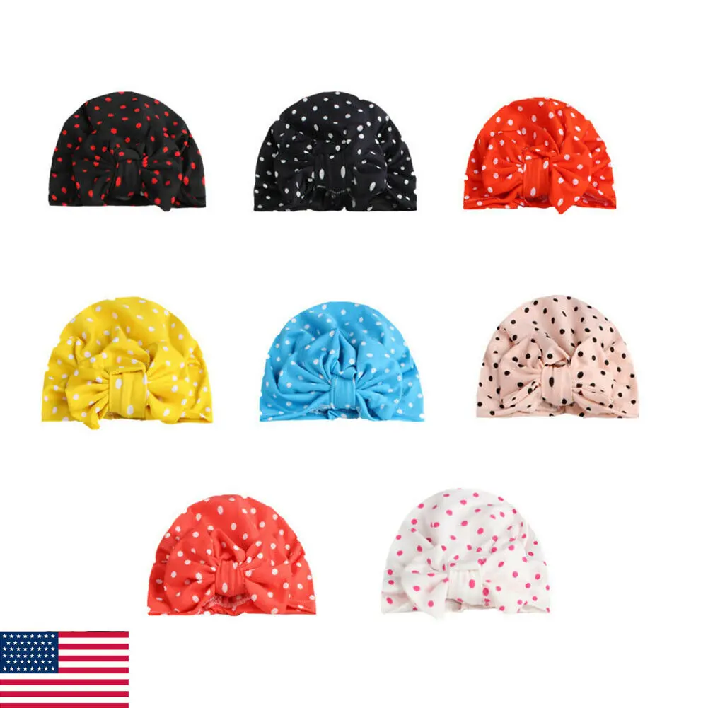 2019 Baby Accessories Toddler Kids Unisex Infant Bow-knot Headband Beanie Turban Hat Cap Head Wrap Dot Headwear Caps Gifts | Детская