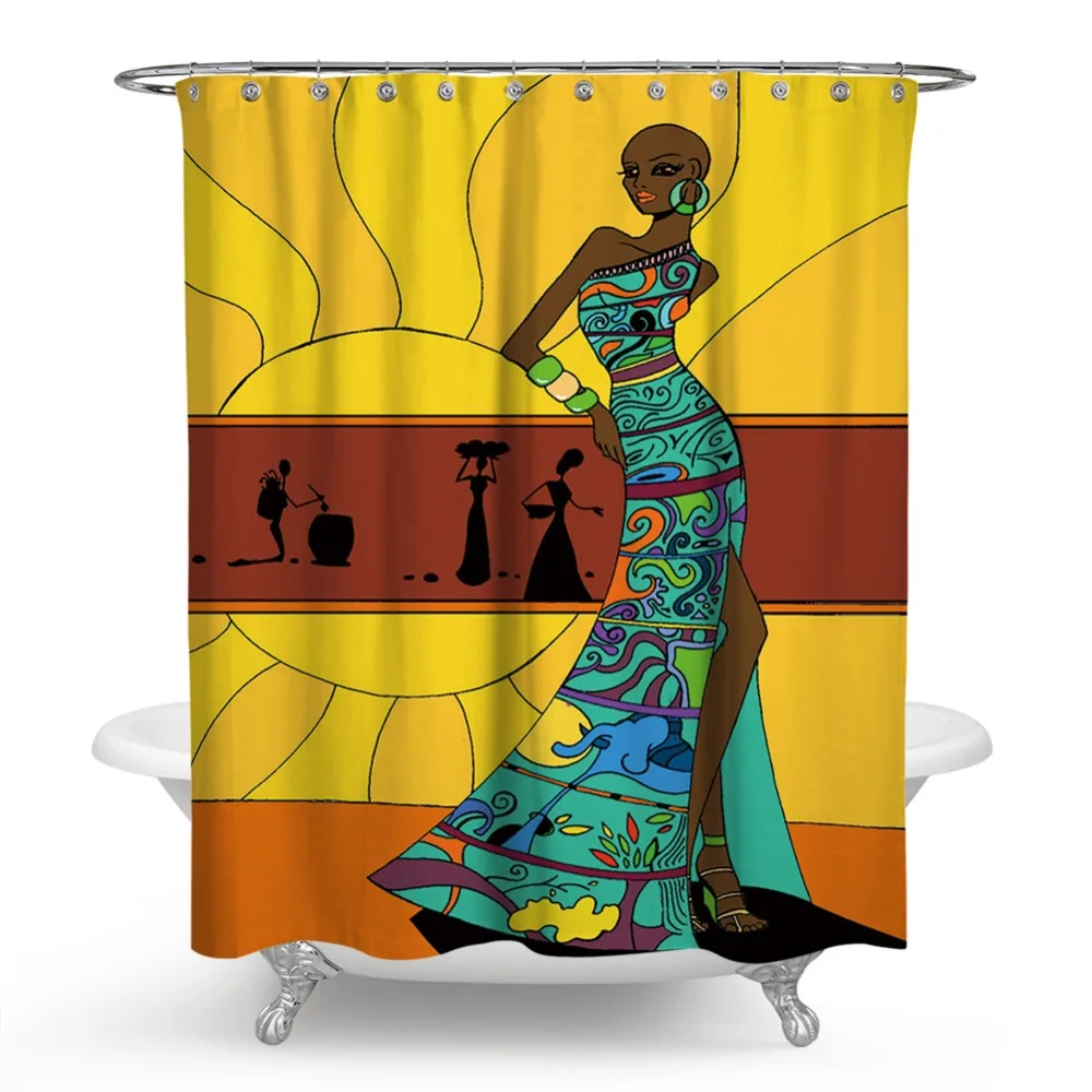 Новинка 2019 занавеска для душа в африканском стиле женщин забавная ванной комнаты