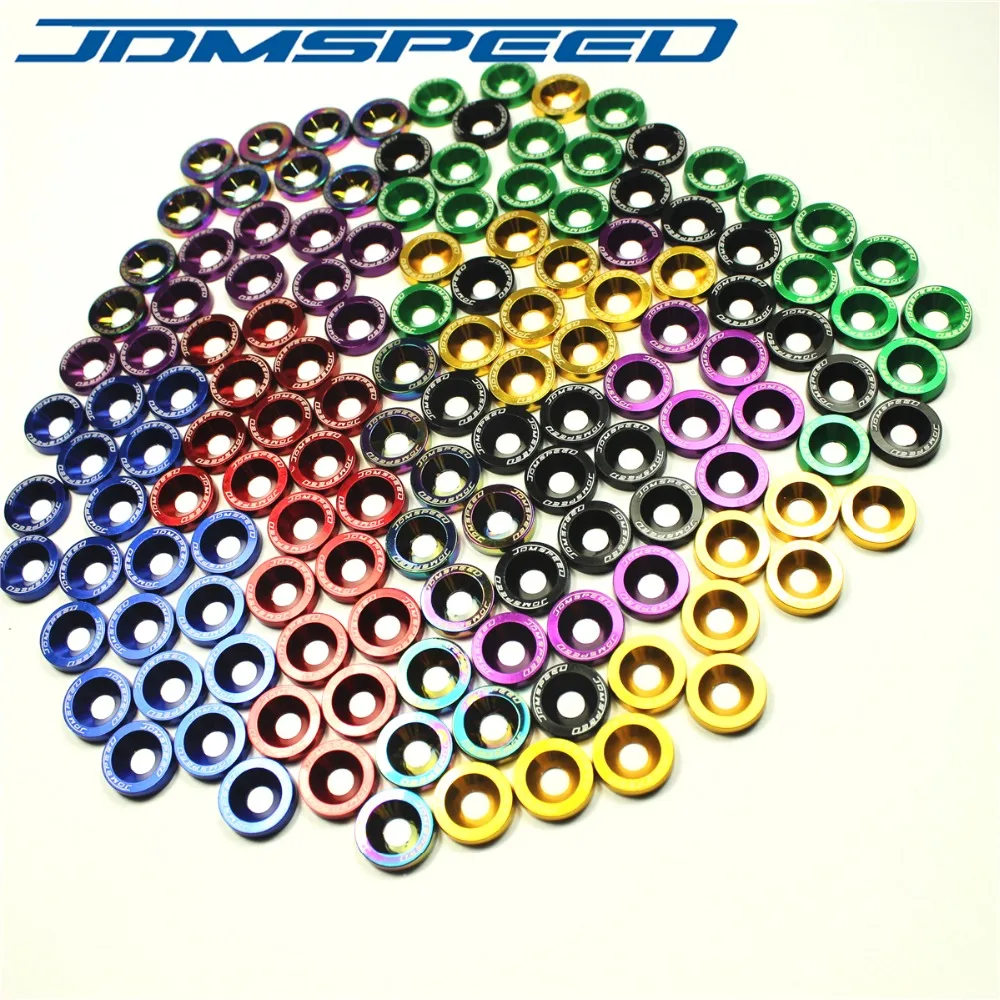 Красные алюминиевые шайбы JDMSPEED для крыльев 10 шт. Honda Civic Integra RSX EK|fender washers|aluminum fender