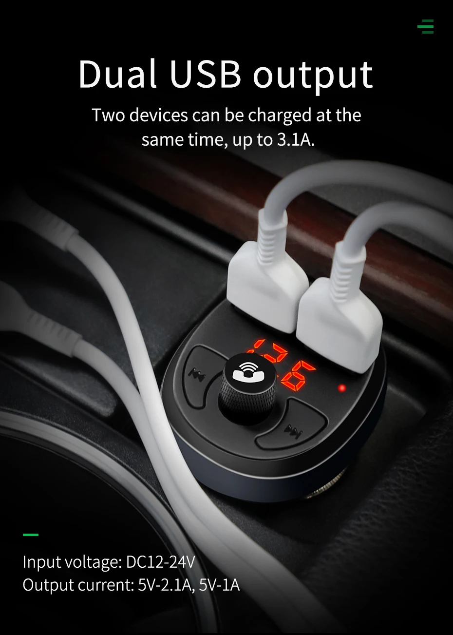 HOCO E41 Dual USB Автомобильное зарядное устройство с fm-передатчиком Bluetooth Aux модулятор Автомобильный аудио mp3-плеер 3.1A Dual USB Автомобильное зарядное устройство