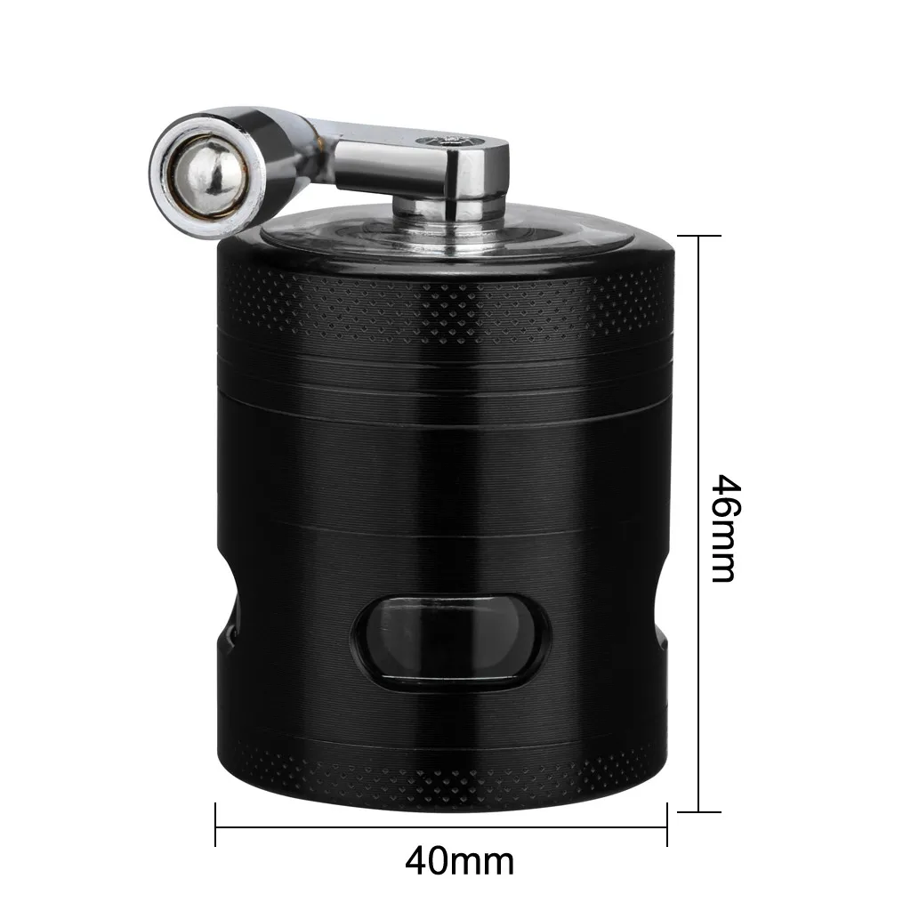 

4-layer 46mm Tobacco Spice Weeds Grass Aluminium Grinder Smoke Crusher Hand Crank Muller Mill Pollinator Smoking Accessories
