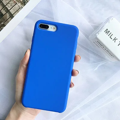 Официальный стиль жидкий силиконовый чехол для Apple iPhone X Xs чехол для MAX XR чехол s для iPhone 7 8 Plus 6 6s 5S без логотипа - Цвет: Deep Blue