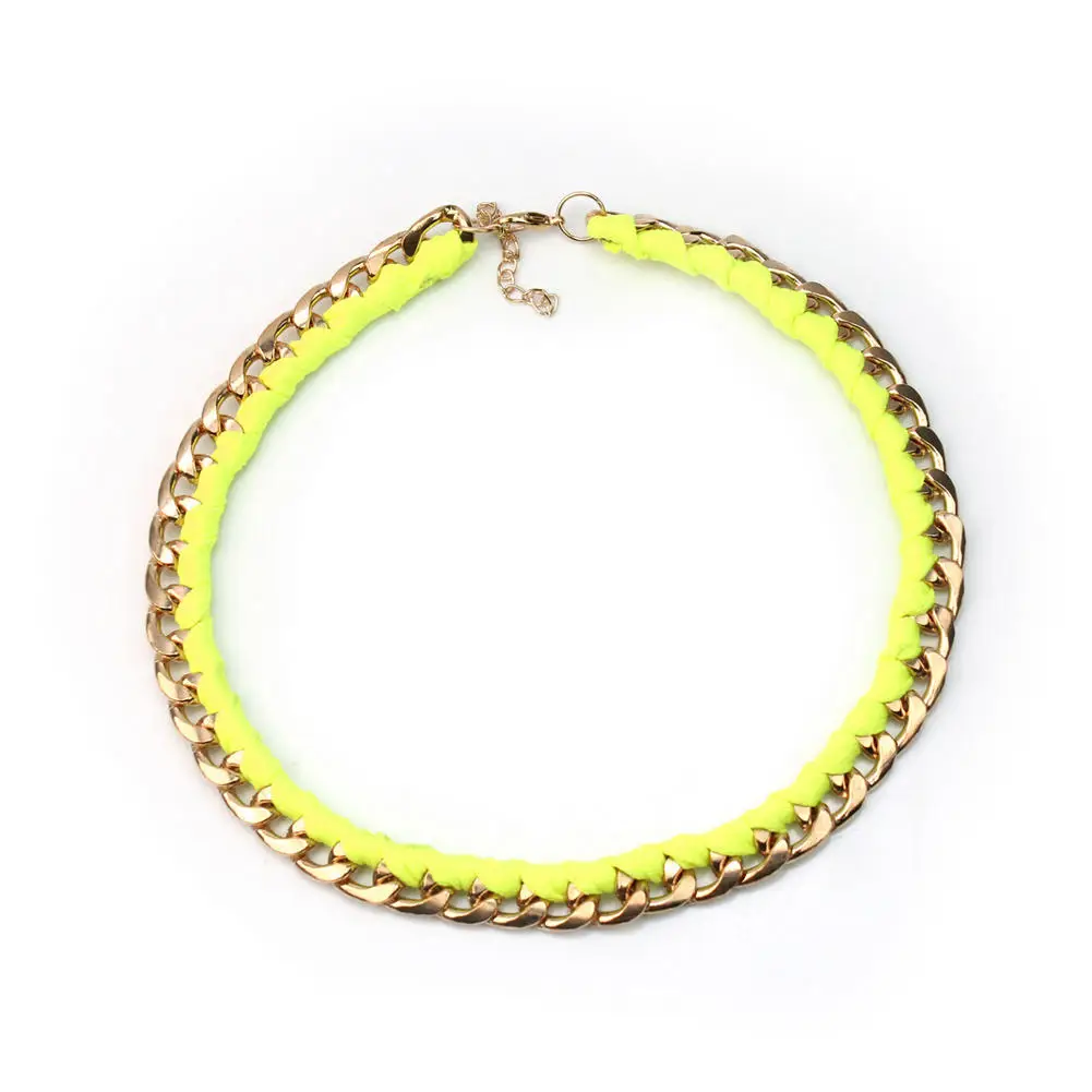 Refaxi Благородный Довольно Чисто Ручной Вязки Веревка Ожерелье Glow Неон