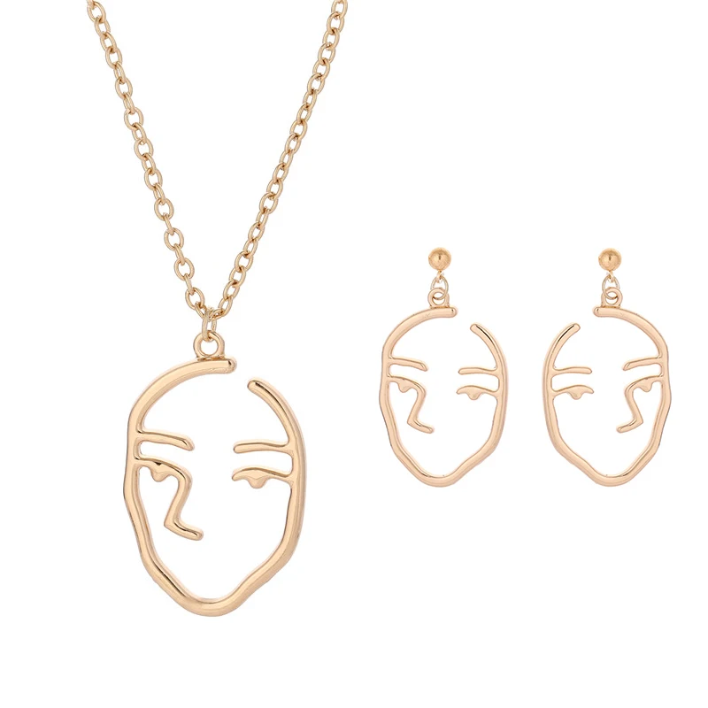 Женское ожерелье с кулоном в виде лица модные серьги лица|Ювелирные наборы| |
