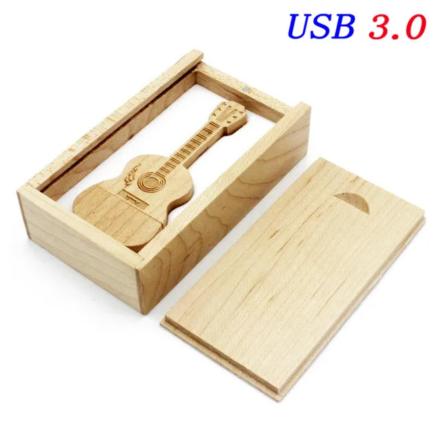 JASTER USB 3,0 логотип Заказная натуральная деревянная гитара+ коробка Флешка 4 ГБ 8 ГБ 16 ГБ 32 ГБ деревянная гитара s usb флеш-накопитель карта памяти - Цвет: Wooden
