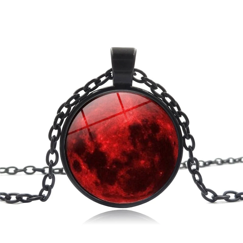 2018 New Blood Red Moon Pendant Necklace Nebula Astrology Gothic Galaxy Outer Space Mens Womens Glass Cabochon Jewelry Gifts