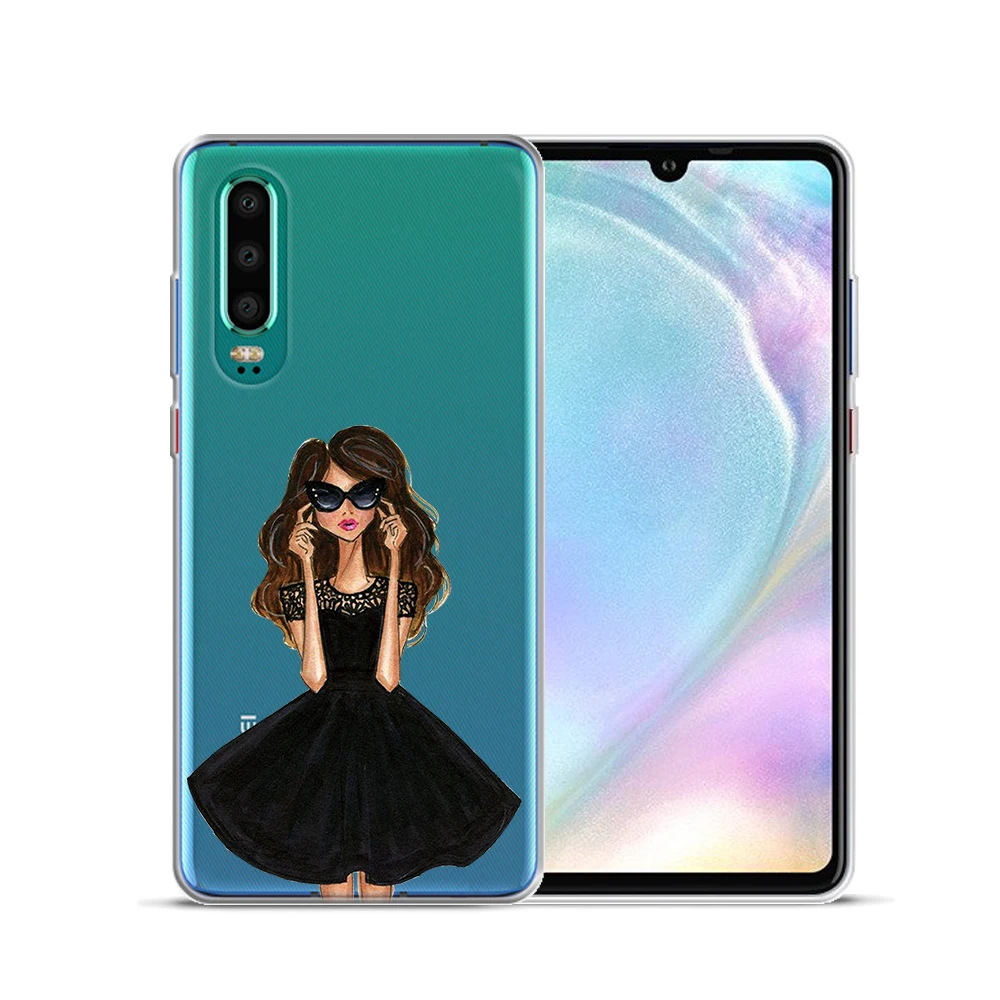 Модный стильный Парижская Девушка Силиконовый чехол для Huawei P30 Lite Pro Honor 10i 10 i View 20