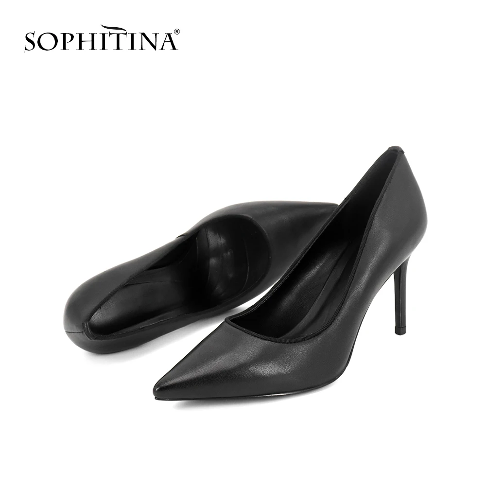 SOPHITINA/Брендовая обувь Женские черные элегантные туфли из овечьей кожи ручной