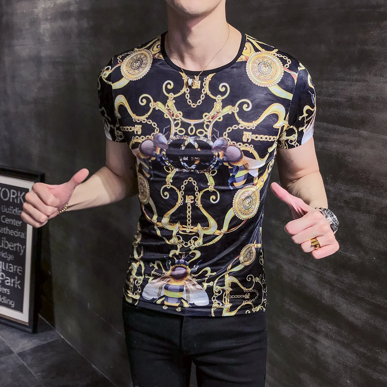 Футболка мужская с принтом культивация морали и короткими рукавами | Мужская