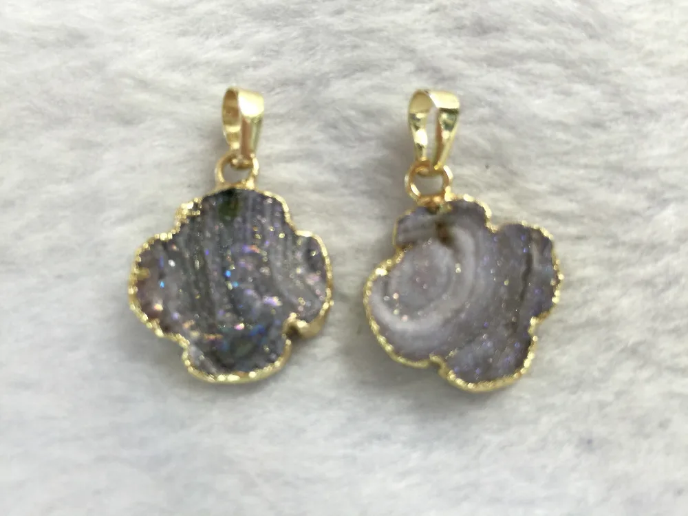 

Подвеска в виде цветка солнца Agat e Drusy 5 шт./лот Gme stone Drusy, ювелирные изделия, подвеска