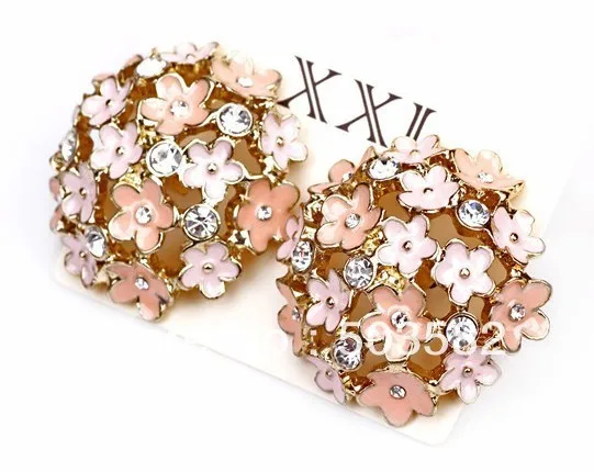 cute fashion women's woman accessories jewelry big flower flowers stone crystal rhinestone stud earring earrings BH1108 | Украшения и