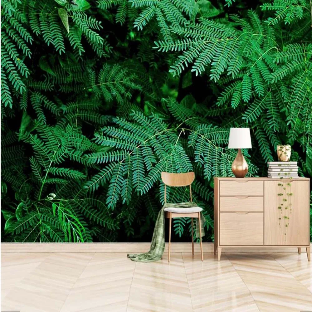 

3D Nature Green Leaves Wall Murals for Living Room Scenery Wallpaper Wall Paper Rolls Home Wall Decor Printed Photo Wall Mural