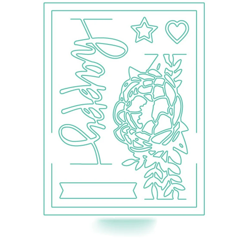 

Happy Flower Rectangle Shape Metal Cutting Dies Stencil Scrapbook Album Embossing For Gift Card Making Handcrafts Decor