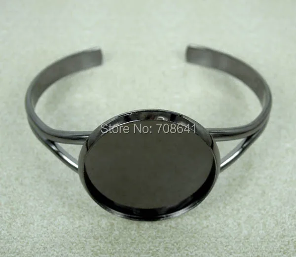 23-миллиметровые черные позолоченные круглые Кабошоны Пустые Основы для манжеты