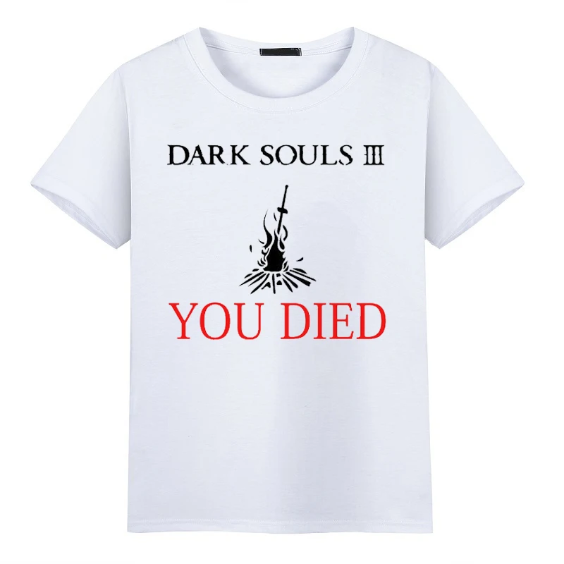 Новейшие Модные Для мужчин футболки Dark Souls 3 игры костер логотип с круглым вырезом