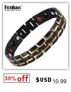 Hottime Luxury Fashion Health Energy Bracelet Bangle Men 316L Stainless Steel Bio Magnetic Bracelets Black& Golden Jewelry
