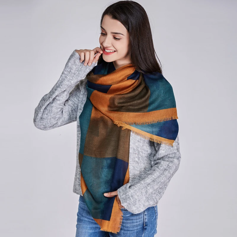 Jinjin. QC2019 брендовые шарфы для женщин и шали в клетку echarpe foulard женская зимняя