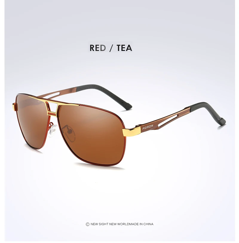 Red Tea AORON, мужские солнцезащитные очки Polaroid, мужские очки, роскошный дизайн, алюминиево-магниевая оправа, солнцезащитные очки, Ретро стиль, Oculos de sol - Цвет линз: Red Tea