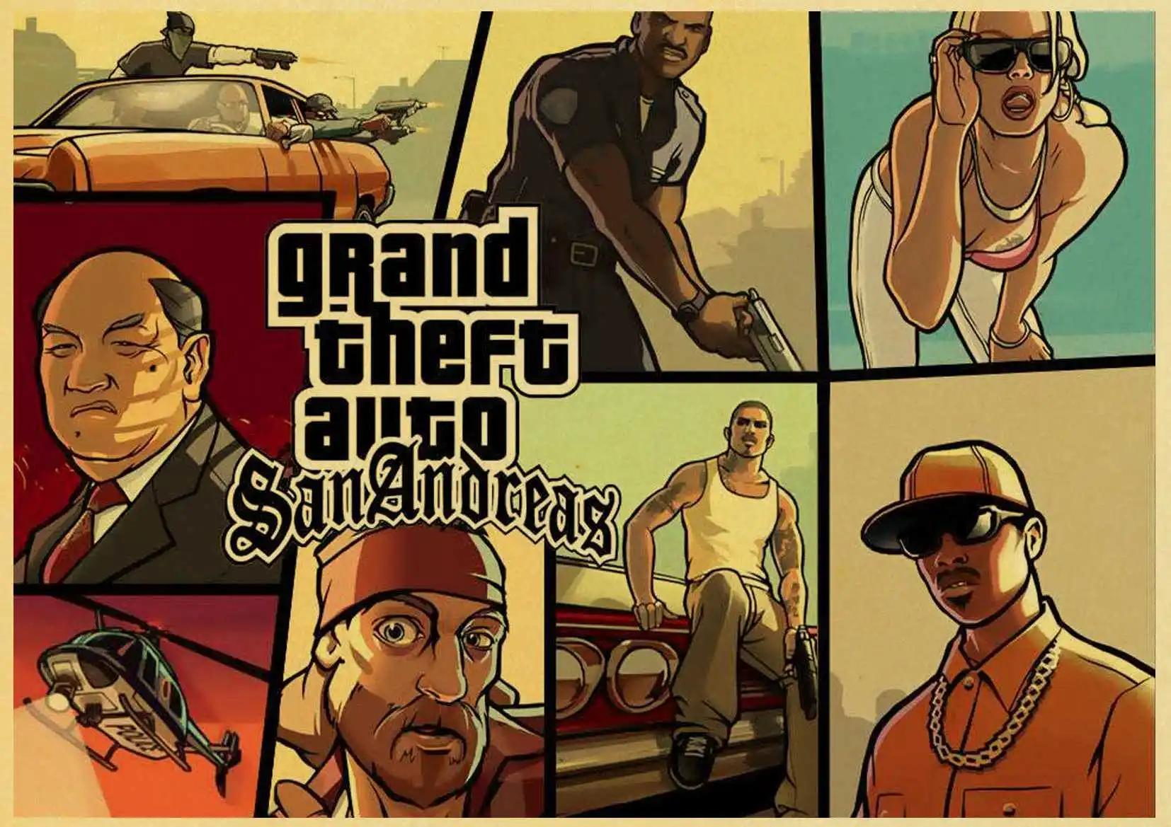 Grand Theft Auto V Game Art Ретро плакат напечатанный GTA 5 настенные картины для гостиной винтажная декоративная настенная живопись/картина