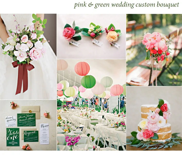 

JaneVini 2018 Western Wedding Flowers Bridal Bouquets Holder Artificial Ribbon Pink Rose Flower Bouquet Silk Bouquet For Birdes